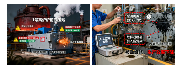 鋼廠高爐液壓站在線油液監測：污染早預警，讓運維更科學、更高效 圖1